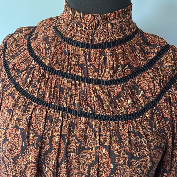 Rebecca Minkoff Jordana Brown Paisley Mock Neck Dress size M - Picture 5 of 12